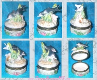 Image for Dolphins-Porpoises Swimming Playfully 3-Dimensional Porcelain Hinged Trinket Box<b><span style='color:red'> *****PRIORITY MAIL SHIPPING INCLUDED – DOMESTIC ORDERS ONLY!***** </span></b><span style='color:purple'>